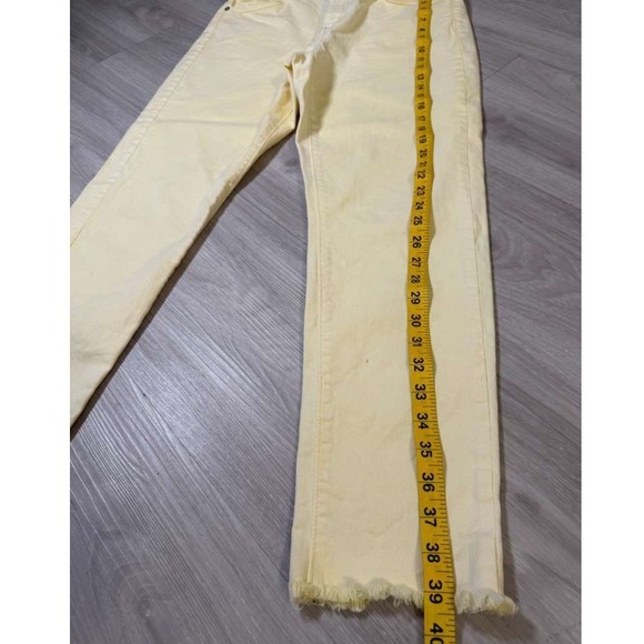 LOFT The Skinny Yellow Cropped Frayed Hem Jeans Women's Size 8 29 - Picture 6 of 9
